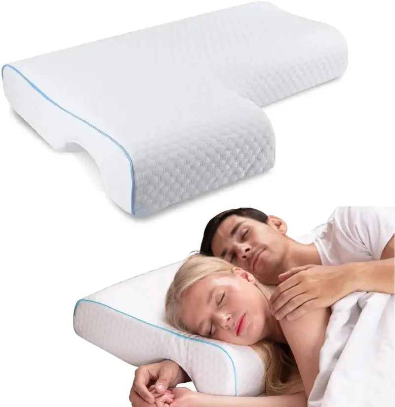 OrthoCuddle Couple Pillow  Memory Foam Arm Tunnel Design for Shared Comfort
