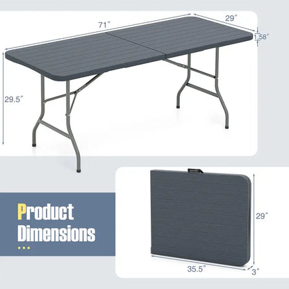 6-Foot Portable Picnic Set — HDPE Wood-Grain Folding Table & Benches (3-Piece)
