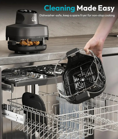 Rellytech Dual-Glass Air Fryer  1500W, 4.2 qt Capacity with Stackable Containers