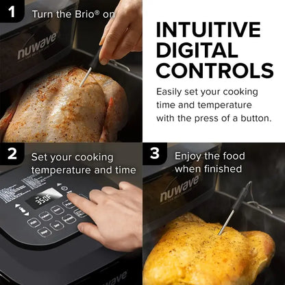 Nuwave Brio 15.5Qt Air Fryer Oven  1800W Rapid Reheating, Baking & Dehydrating with 50°425°F Range