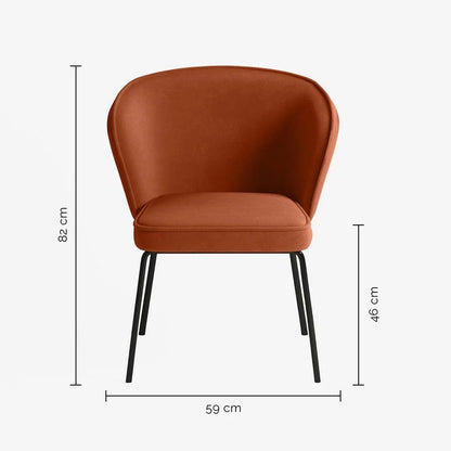 Chaise en velours ocre