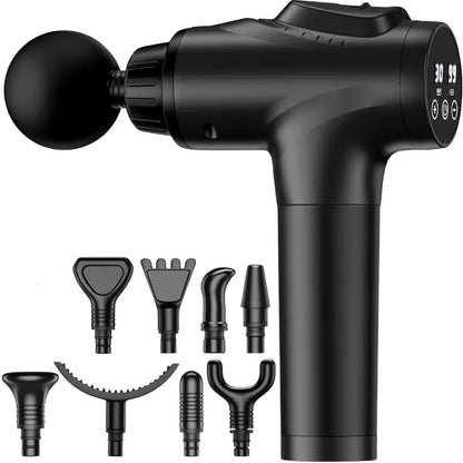 Cordless Massage Gun  30-Speed Deep Tissue Relief with 9 Attachments