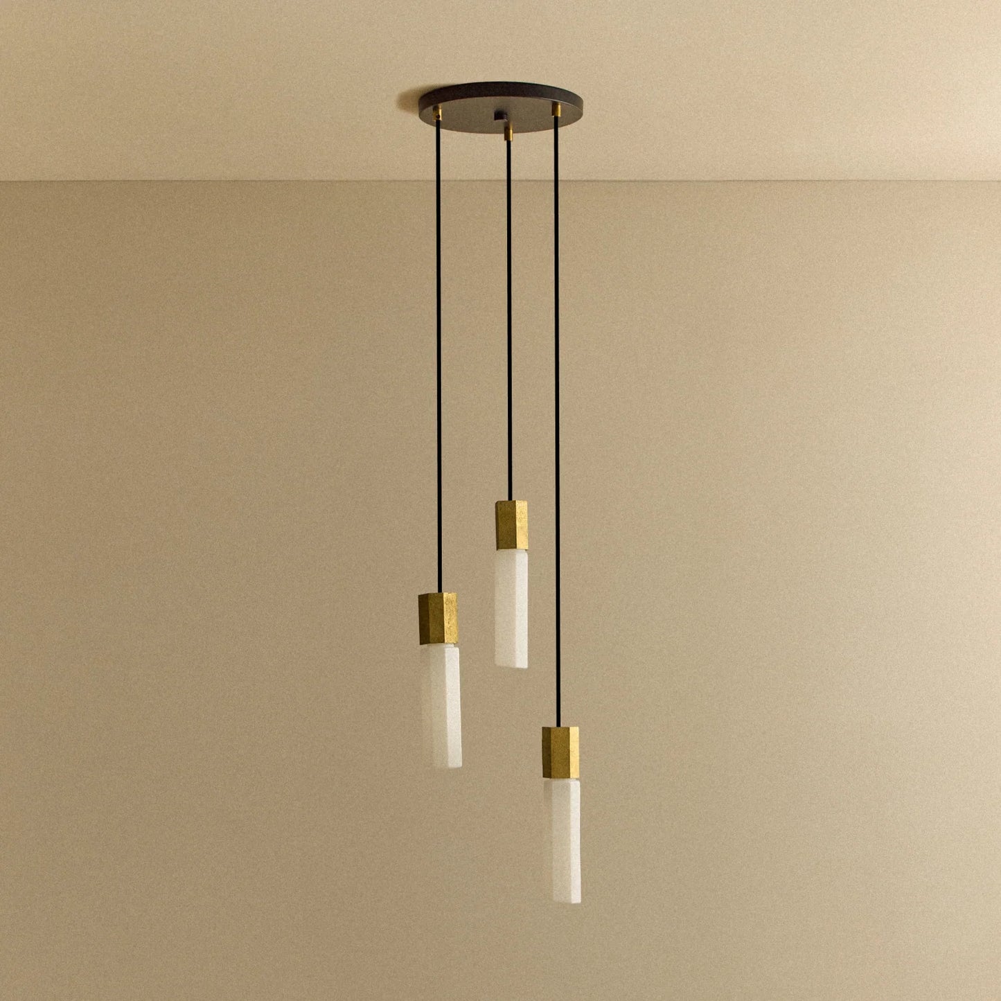 Basalt Triple Pendant in Brass
