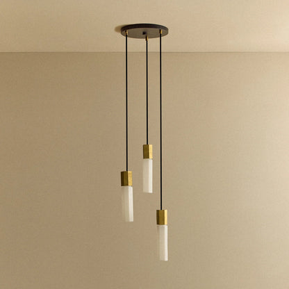 Basalt Triple Pendant in Brass