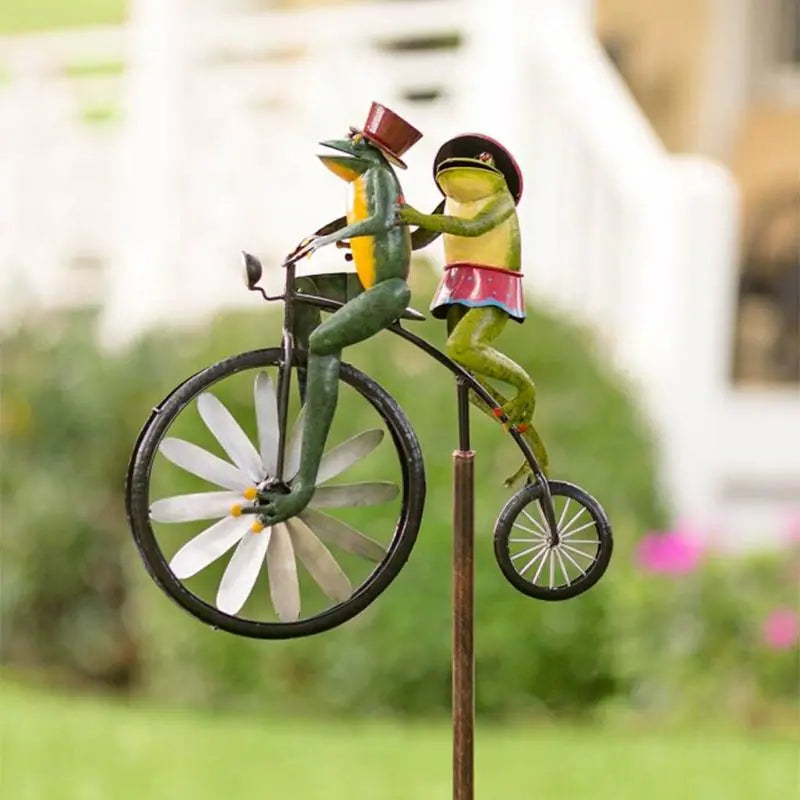 Whimsical Animal-Themed Bicycle Windmill Garden Spinner