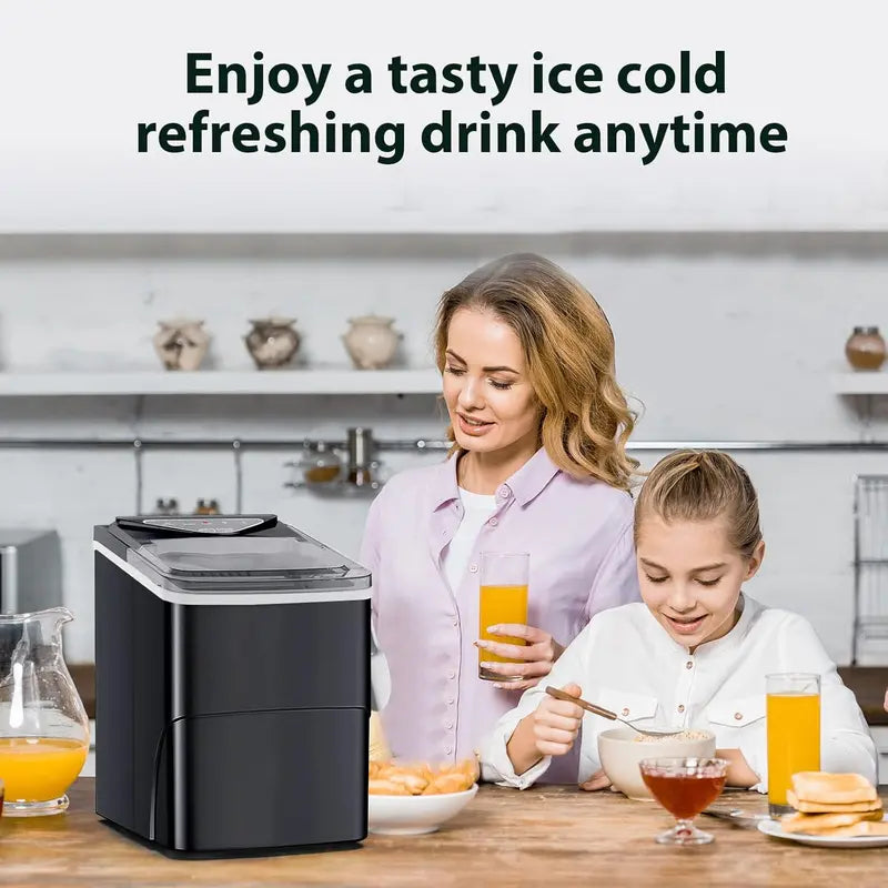 Brand Portable Self-Cleaning Countertop Ice Maker, 9 Bullet Ice Cubes in 6 Mins, 26 lbs/Day, Quiet & Compact with Ice Scoop, Black