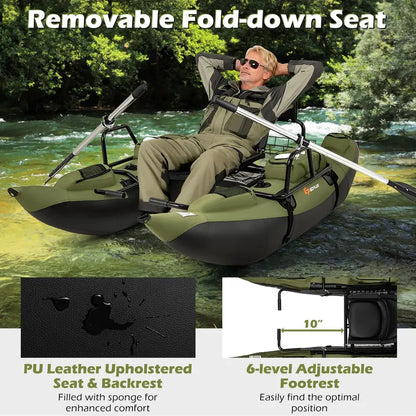 Premium Inflatable Fishing Float Tube Kit with Pump, Paddles, Fish Ruler, and 400-Pound Load Limit