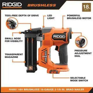 RIDGID 18V Brushless Cordless Nailer Combo Kit  Brad and Finish Nailers, Dual Batteries, Fast Charger, and Pro-Grade Build Quality