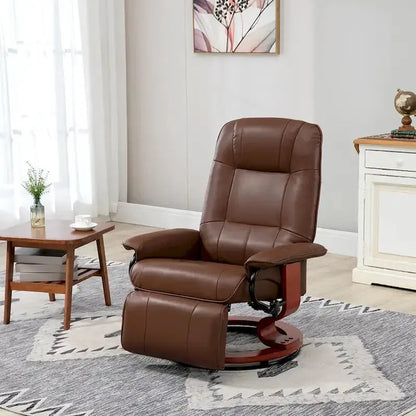 HomCom Faux Leather Manual Swivel Recliner Chair with Adjustable Footrest and Ergonomic Support
