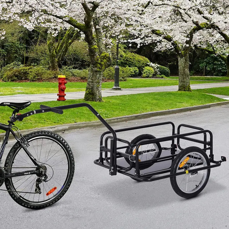 Aosom Foldable 80-Lb Capacity Bike Cargo Trailer with 16-Inch Wheels and Universal Hitch  Black
