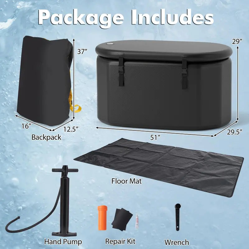 Extra-Large 129-Gallon Inflatable Ice Bath Tub — Multi-Layer Cold Plunge System for Athletes with Lid and Pump