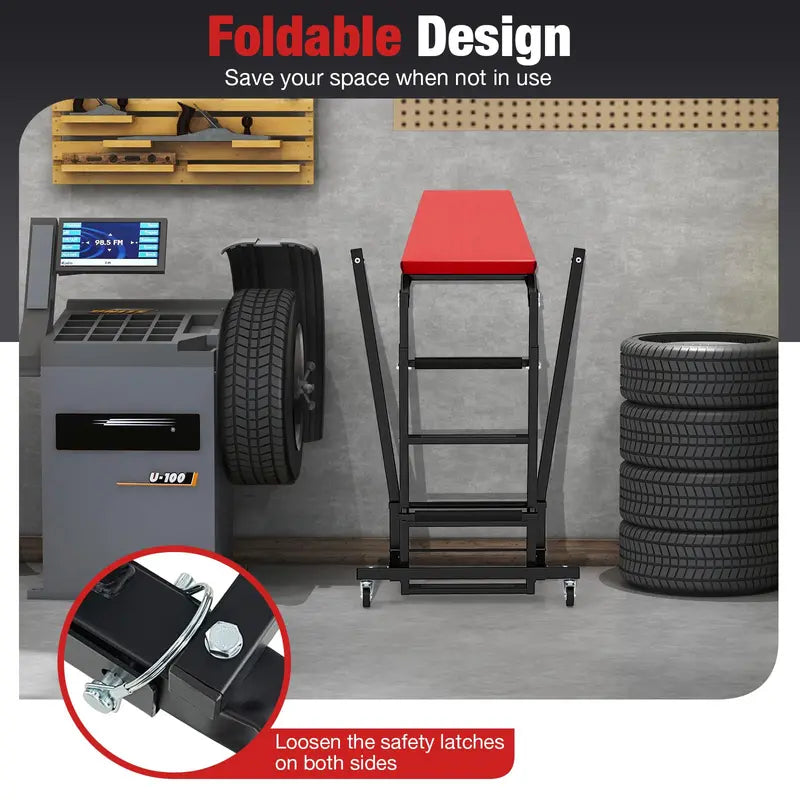 Topside Automotive Creeper  Extendable (45″66″) Foldable Mechanic’s Roller for Under-Vehicle Work