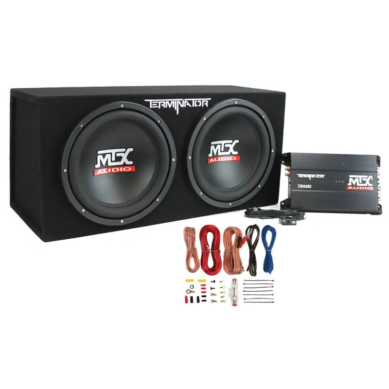 MTX TNP212D2 12″ 1200W Dual Car Subwoofer Package with Amplifier & Installation Kit