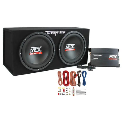 MTX TNP212D2 12″ 1200W Dual Car Subwoofer Package with Amplifier & Installation Kit