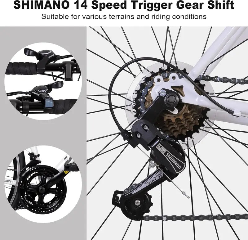 WEIZE 700C Road Commuter Bike  14-Speed Shimano Drop-Bar Hybrid with Caliper Brakes & High-Carbon Steel Frame