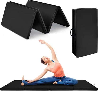 8′ x 4′ Four-Fold Gymnastics Mat  2-Inch Thick Tumbling Pad with Carry Handles