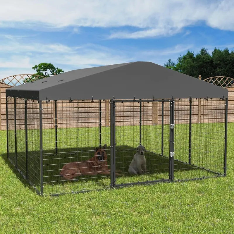 Heavy-Duty Outdoor Dog Kennel  118″ x 118″ x 70″ with Waterproof Roof and Secure Enclosure