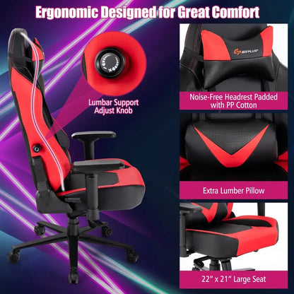 Ergonomic Gaming Chair  360° Swivel, 4D Armrests, Adjustable Recline, and Tension Control
