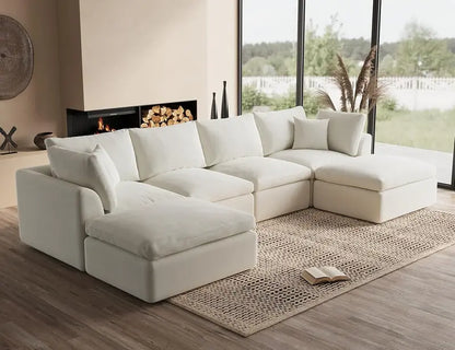 110-Inch Cloud Sectional Sofa  Modular L-Shape Living Room Seating with Deep Seats