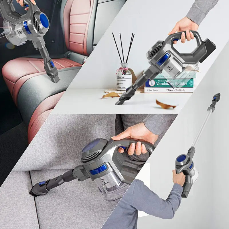 MOOSOO XL-618Pro Cordless Vacuum, 4-in-1 Lightweight Stick, 20Kpa Suction, 1.3L Capacity, LED Floor Head