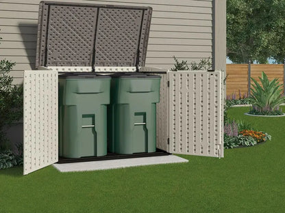 Suncast BMS4700 Resin Storage Shed — Off-White & Gray, 70.5″W × 44.25″D × 52″H, Double Doors, UV-Resistant Polymer Build
