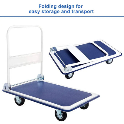 Heavy-Duty Folding Platform Cart  660 LB Capacity Flatbed Dolly with Smooth-Rolling Casters