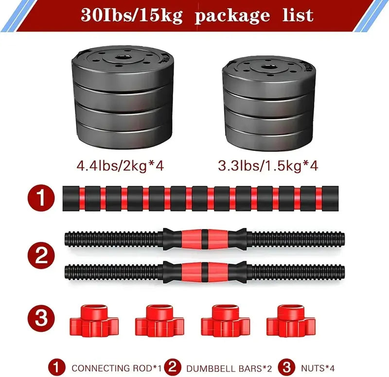 Adjustable Dumbbell Set  Converts to Dumbbells or Barbell for Versatile Training