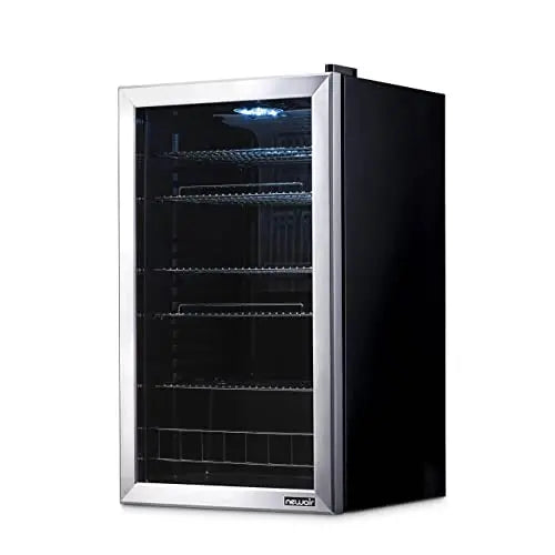 NewAir AB-1200 126-Can Mini Fridge with Reversible Glass Door & Stainless Steel Frame