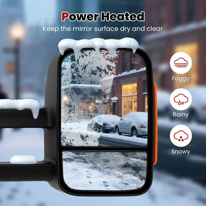 Power-Heated Tow Mirrors  Direct Fit for 20072012 Chevy Silverado & GMC Sierra