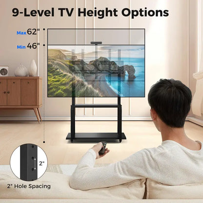Rolling TV Stand with Camera Shelf and AV Storage Compartments
