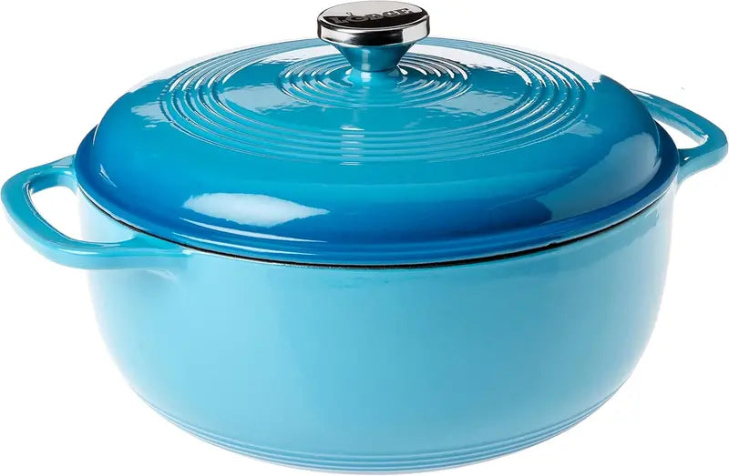 Lodge 6-Quart Island Spice Red Enamel Cast Iron Dutch Oven  Moisture-Sealing Lid, Dual Handles