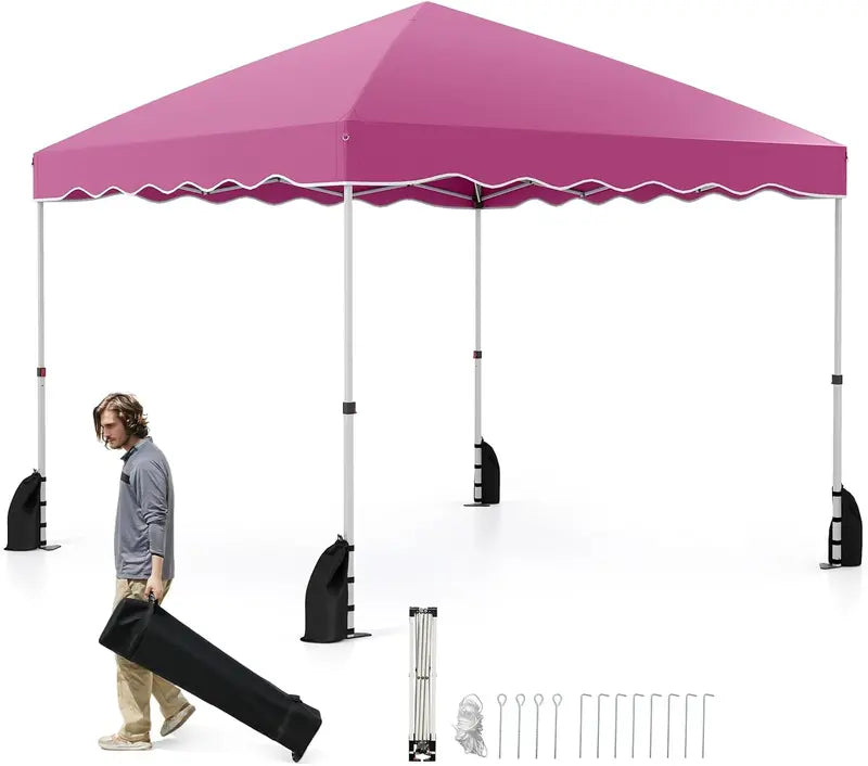 10′ x 10′ Instant-Setup Canopy Tent with Rolling Carry Bag for Easy Transport