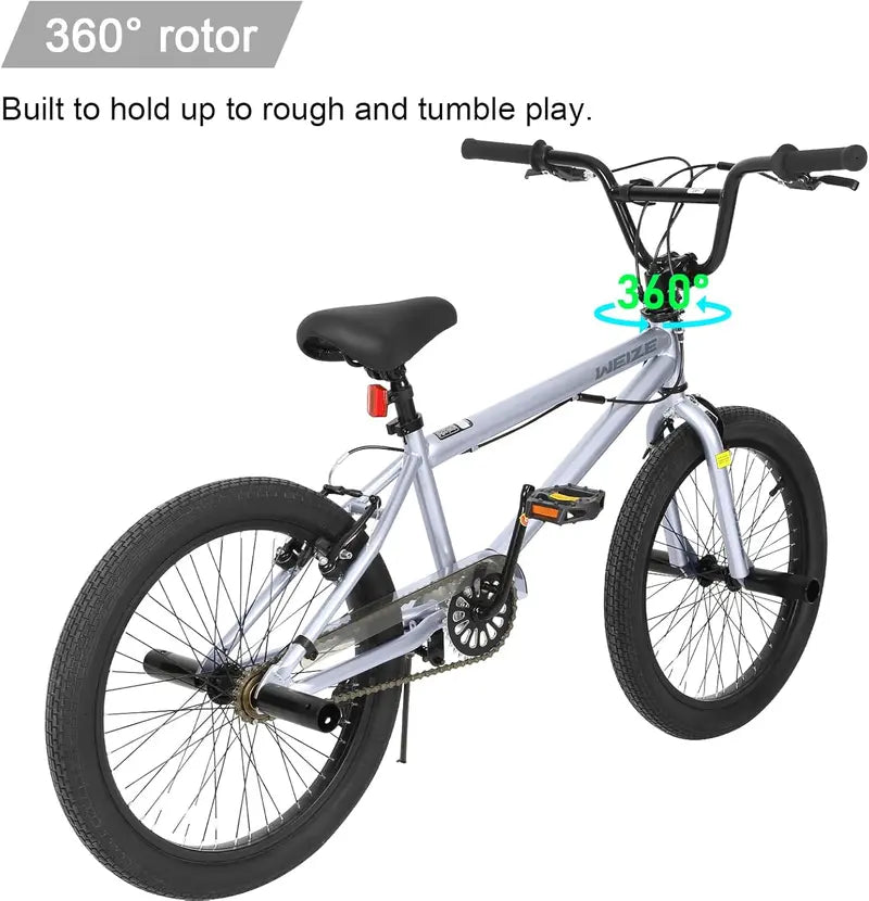 WEIZE 20″ Freestyle BMX Bike  Stunt-Ready Steel Frame, 360° Rotor Hub & Durable Build for Riders of All Ages
