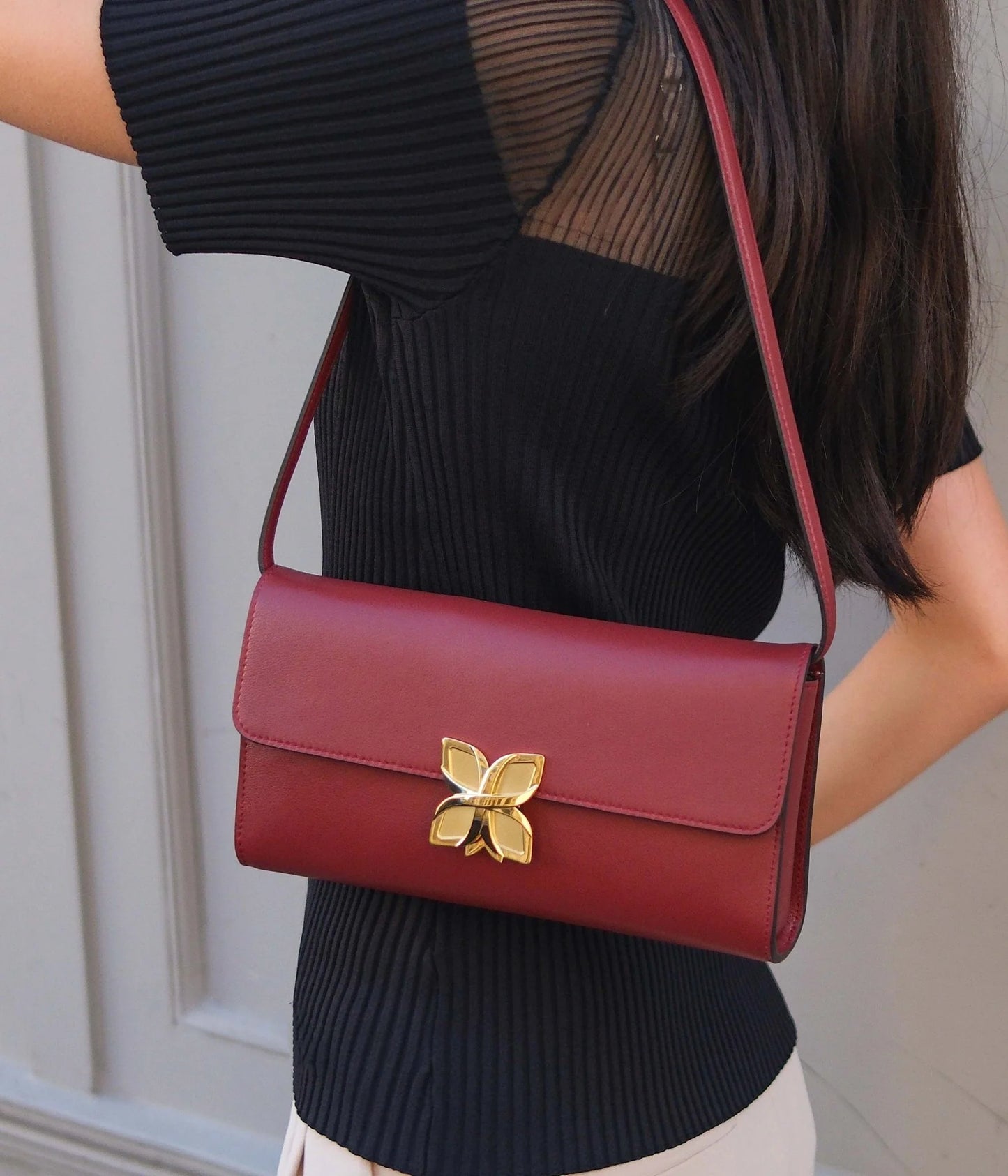 Hortensia Clutch | Bordeaux Lisse