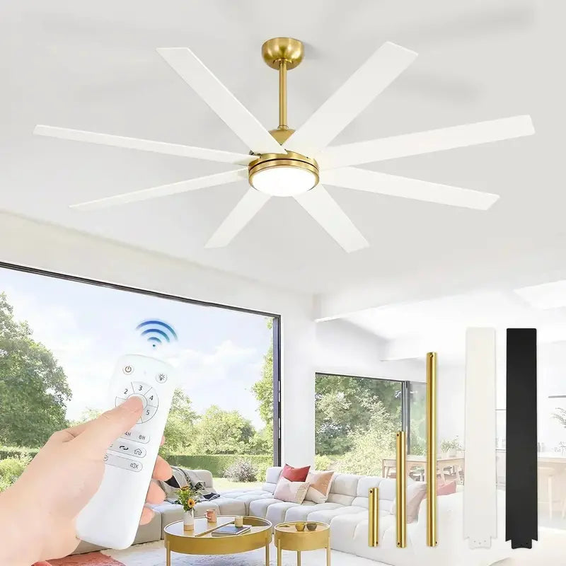 8-Blade 65-Inch Indoor/Outdoor Ceiling Fan  Quiet Operation & Wide-Area Airflow