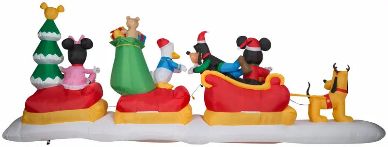 Gemmy Animated 6-Foot Mickey & Friends Christmas Sleigh Inflatable with Built-in Lights