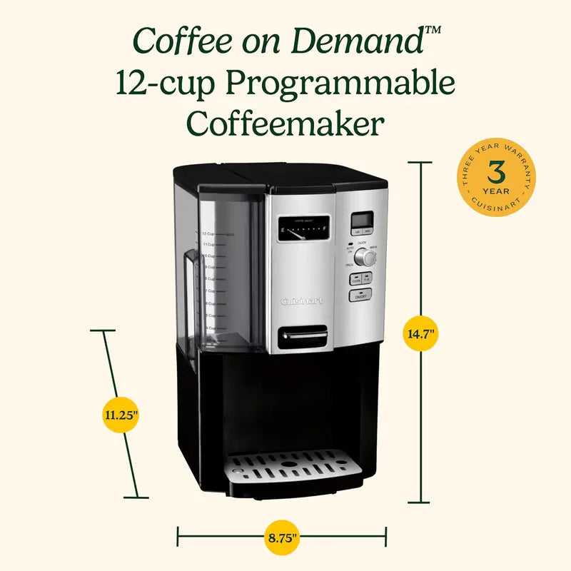 Cuisinart DCC-3000P1 12-Cup Programmable Drip Coffee Maker  Sleek Black Design