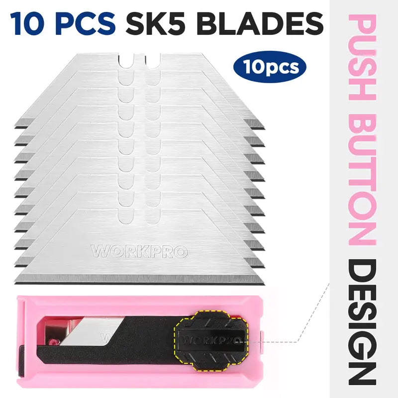 WORKPRO Pink Folding Aluminum Utility Knife  Includes 10 Replacement Blades