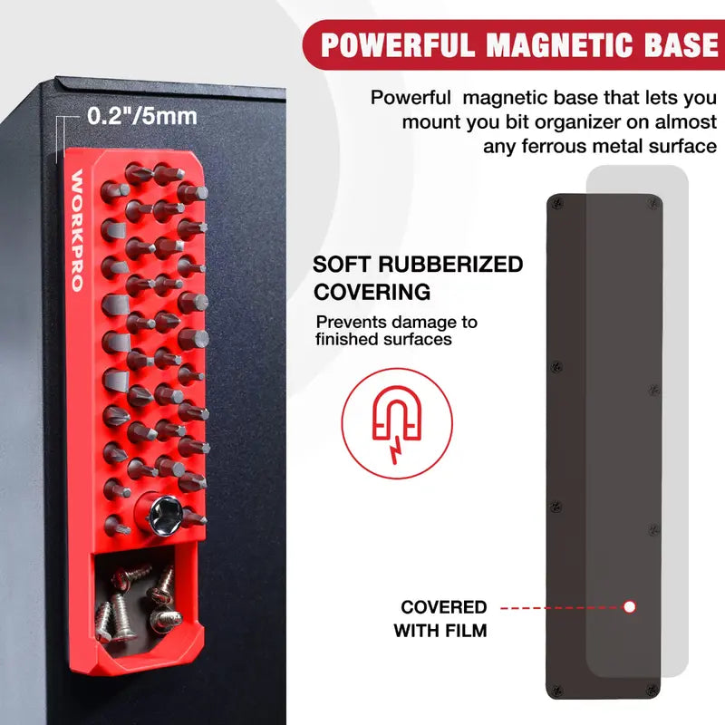 WORKPRO Magnetic 39-Hole Hex Bit Organizer for 1/4″ Drive Bits (Bits Not Included)