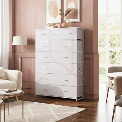13-Bin Steel-Frame Storage Organizer  Heavy-Duty WLIVE Fabric Drawer Tower for Home & Office