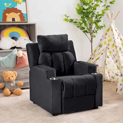 Deluxe Kids Recliner  Microfiber Youth Lounger with Footrest, Headrest, and Dual Cup Holders (Ages 3+)