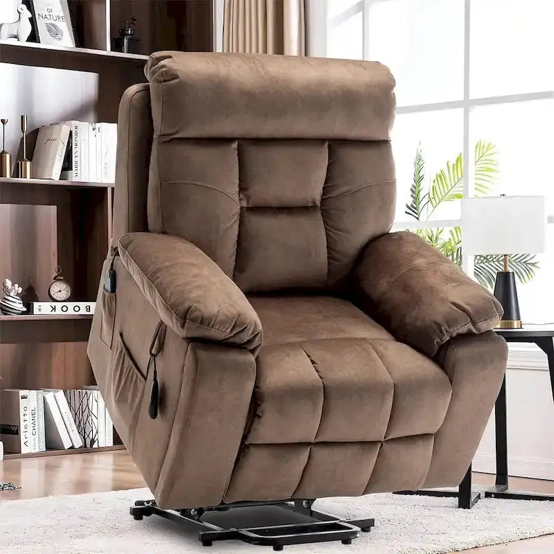 Large Power Lift Recliner — Full-Body Massage, Heat Function & Concealed Cup Holder