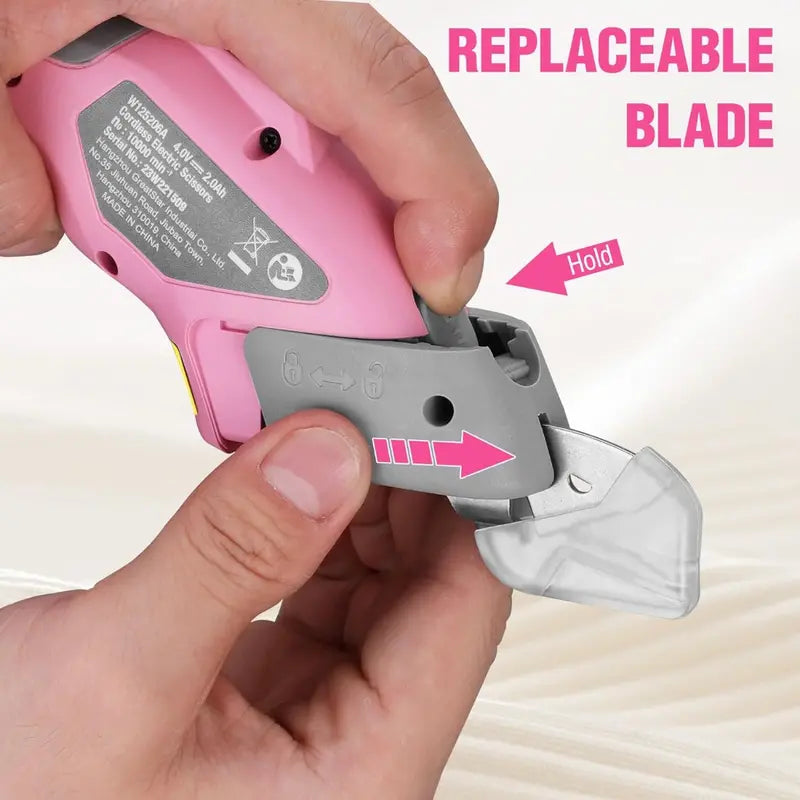 WORKPRO 4V Rechargeable Electric Scissors — Compact Cordless Cutter with Storage Case and 2 Blades