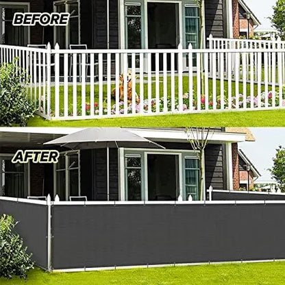 LOVE STORY 3’x10′ Charcoal HDPE Privacy Screen Fence Cover  UV Protection, Weather-Resistant for Deck, Patio, Backyard, Pool, Porch, Railing