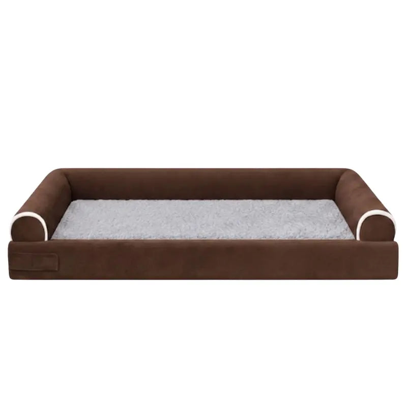 Cozy Fleece Pet Bed with Three-Sided Bolster Support for Snuggling