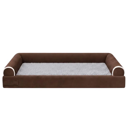 Cozy Fleece Pet Bed with Three-Sided Bolster Support for Snuggling