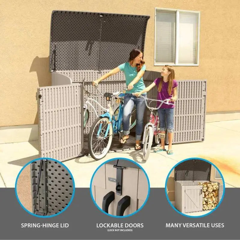 Lifetime 75 Cubic Foot Horizontal Storage Shed  Durable Resin Construction for Yard or Garage Use