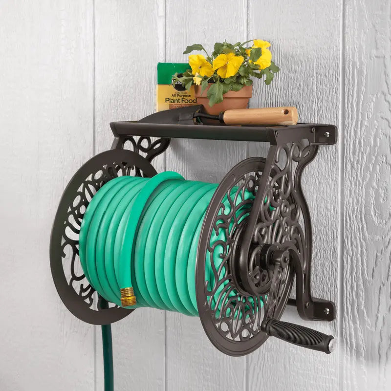 Liberty Garden LBG-704 125′ Steel Decorative Garden Hose Wall Mounted Reel