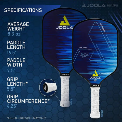 JOOLA Ben Johns Hyperion Hybrid CAS 16 Pickleball Paddle  Carbon Abrasion Surface, 16mm Honeycomb Core, Sure-Grip Technology