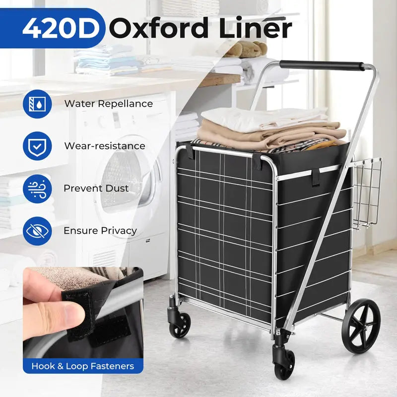 Waterproof Jumbo Folding Shopping Cart for Groceries  Upgraded Lightweight Design